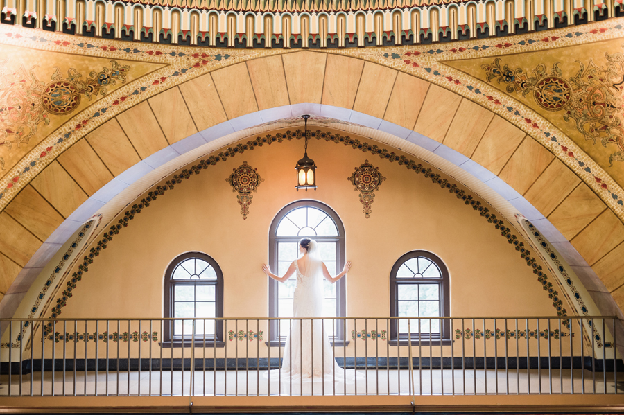 Bride in window.