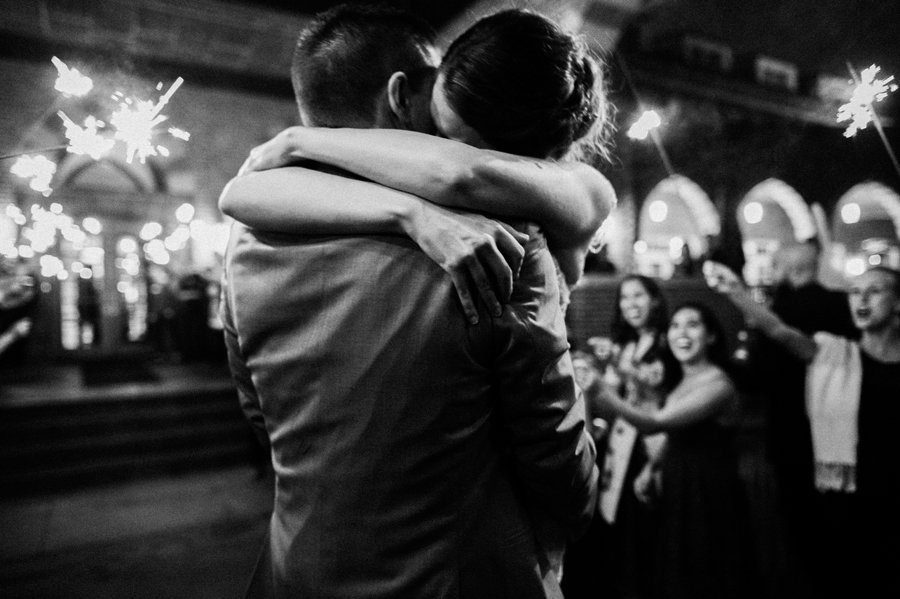 Sparkler exit.