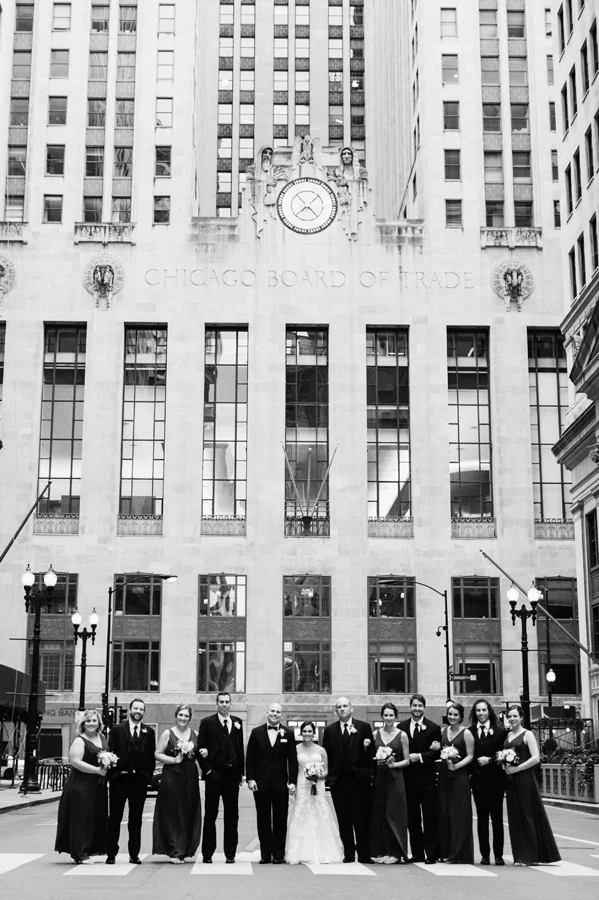 Bridal party at Chicago Board of Trade.
