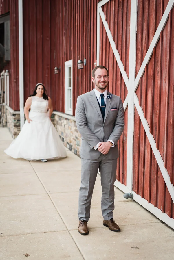 Bride and groom first look.