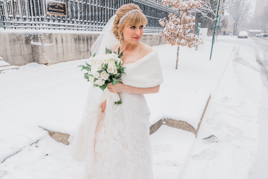 Bride in snow.