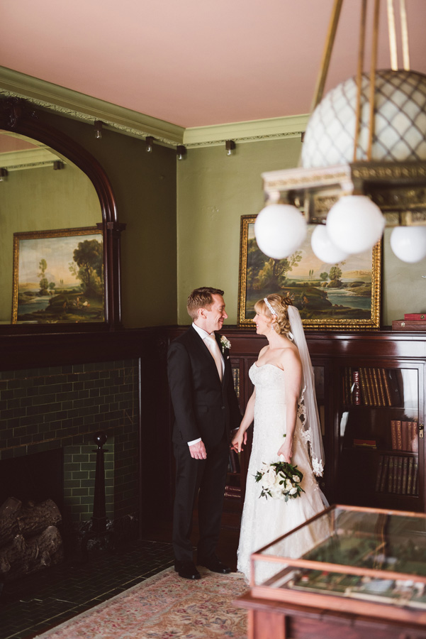 Portrait of bride and groom at Pleasant Home.