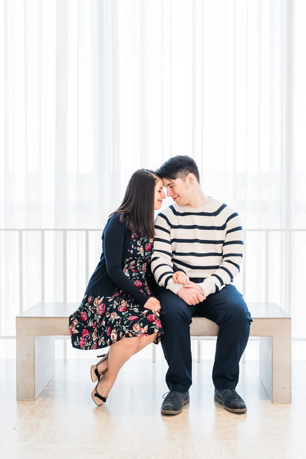 Art Institute of Chicago. Engagement photography by Two Birds Photography. Classic, low-key, and natural. Serving Chicago and the subur