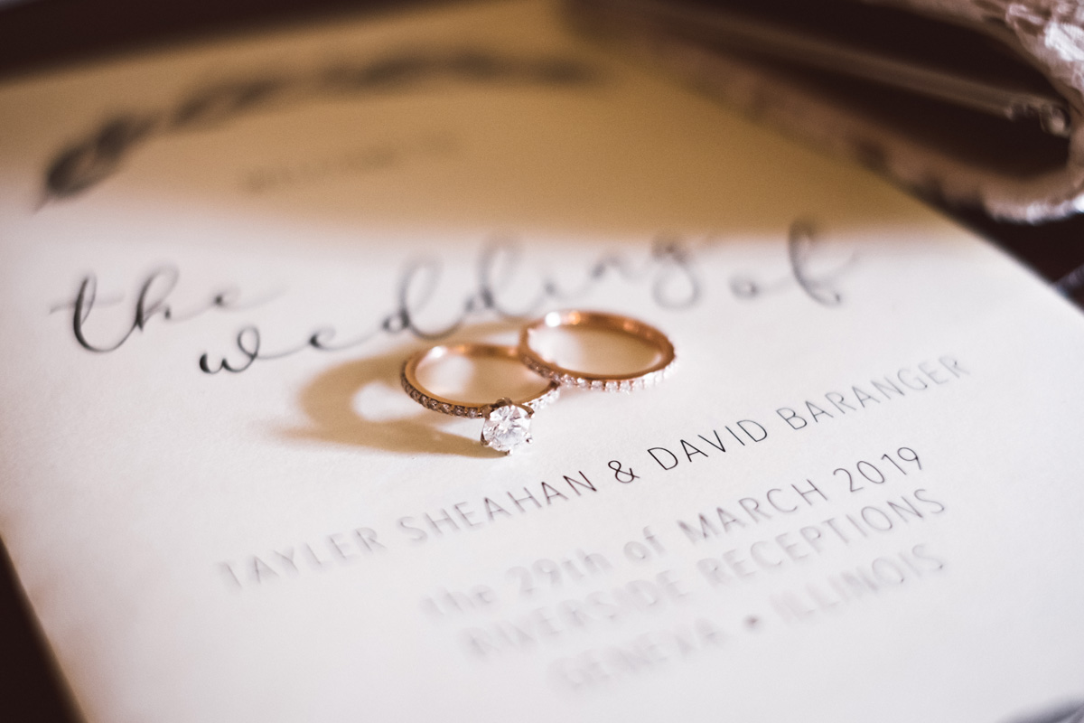 Detail photo of bride's rings.