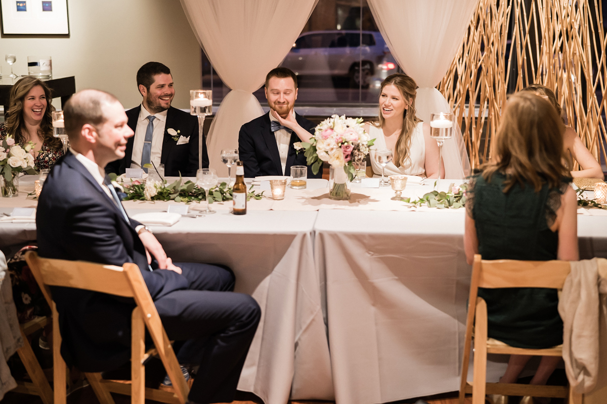 Wedding reception toasts.