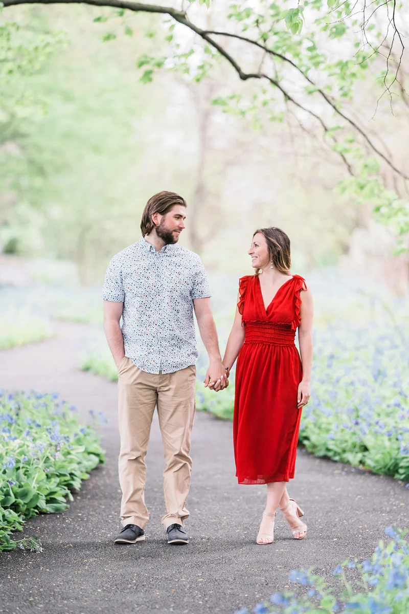Morton Arboretum, Lisle, Illinois. Engagement photography by Two Birds Photography. Classic, low-key, and natural. Serving Chicago and the suburbs.