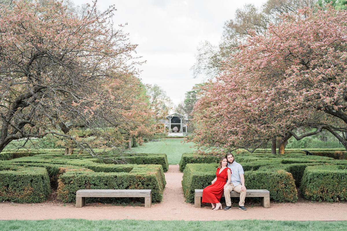 Morton Arboretum, Lisle, Illinois. Engagement photography by Two Birds Photography. Classic, low-key, and natural. Serving Chicago and the suburbs.