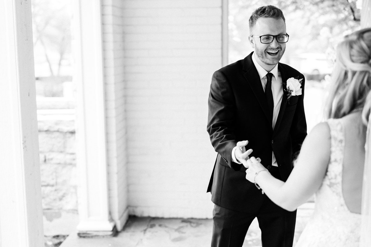 First look with bride and groom.