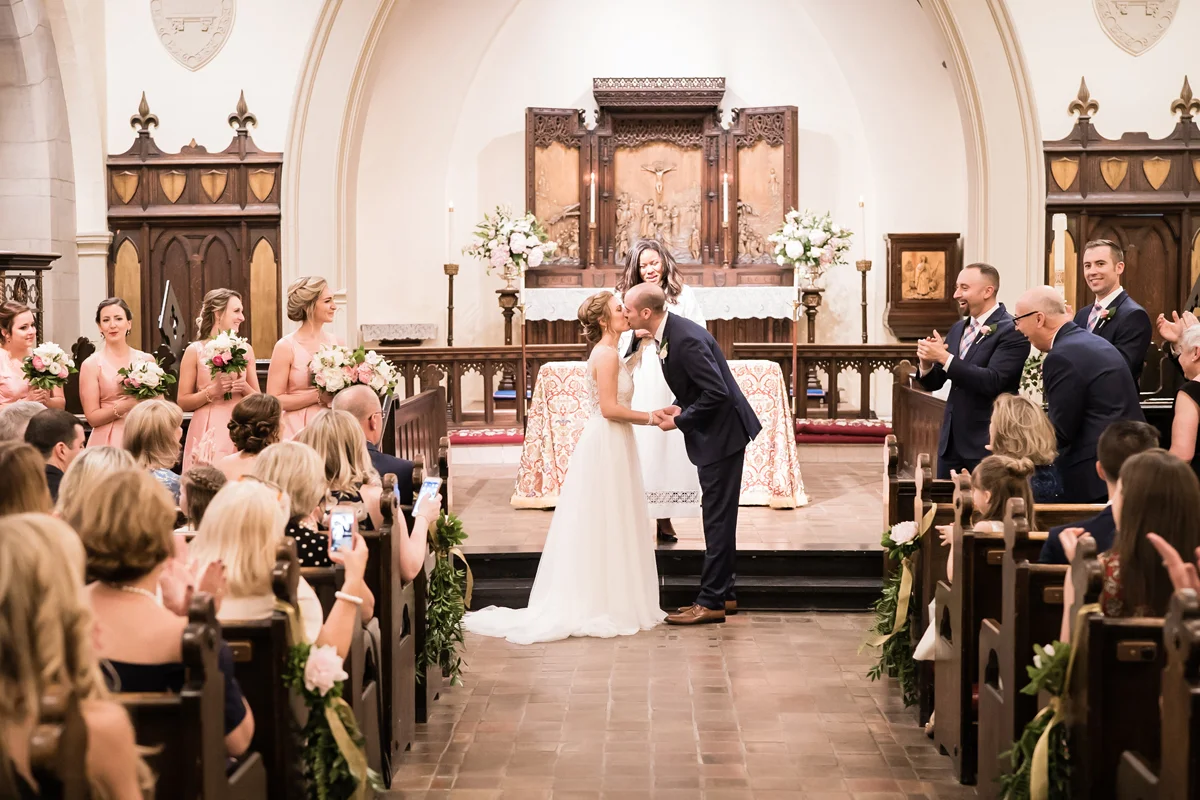 Galleria Marchetti and St. Chrysostom church, Chicago, IL. Wedding photography by Two Birds Photography. Classic, low-key, and natural. Serving Chicago and the suburbs.