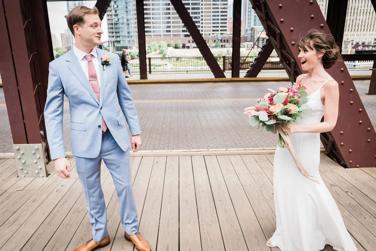 Beatnik on the River, Chicago, IL. Wedding photography by Two Birds Photography. Classic, low-key, and natural. Serving Chicago and the suburbs.