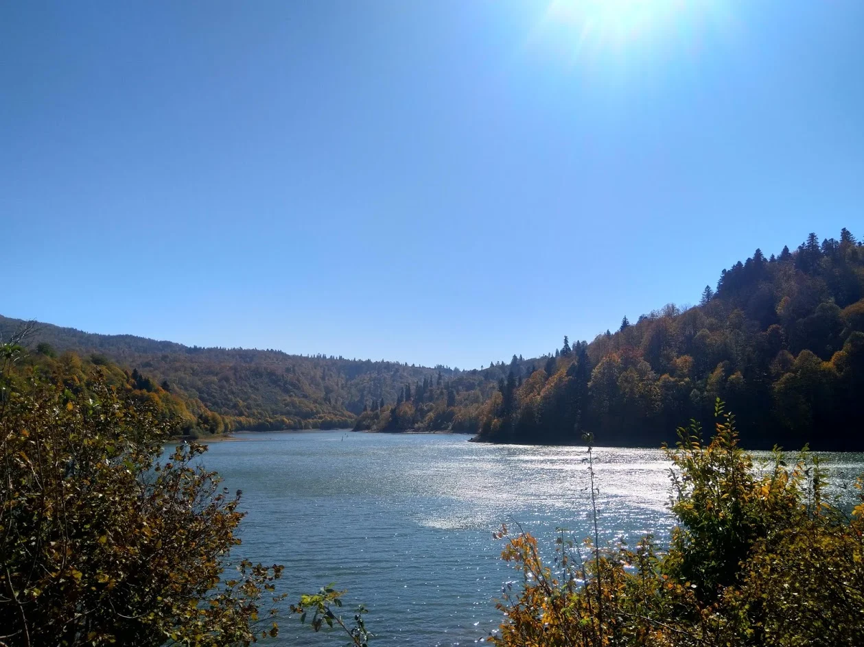 Picturesque lake near the vineyard, high up in the mountains of Racha, Georgia