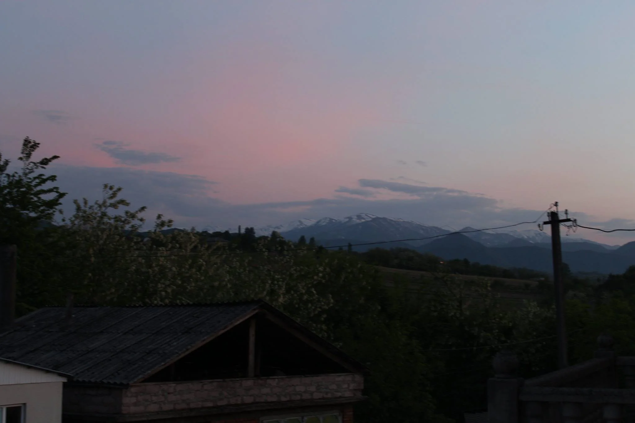 Sunset over the natural vineyard in Georgia