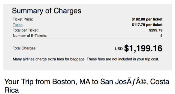 Our flights were affordable - even during a busy travel time!