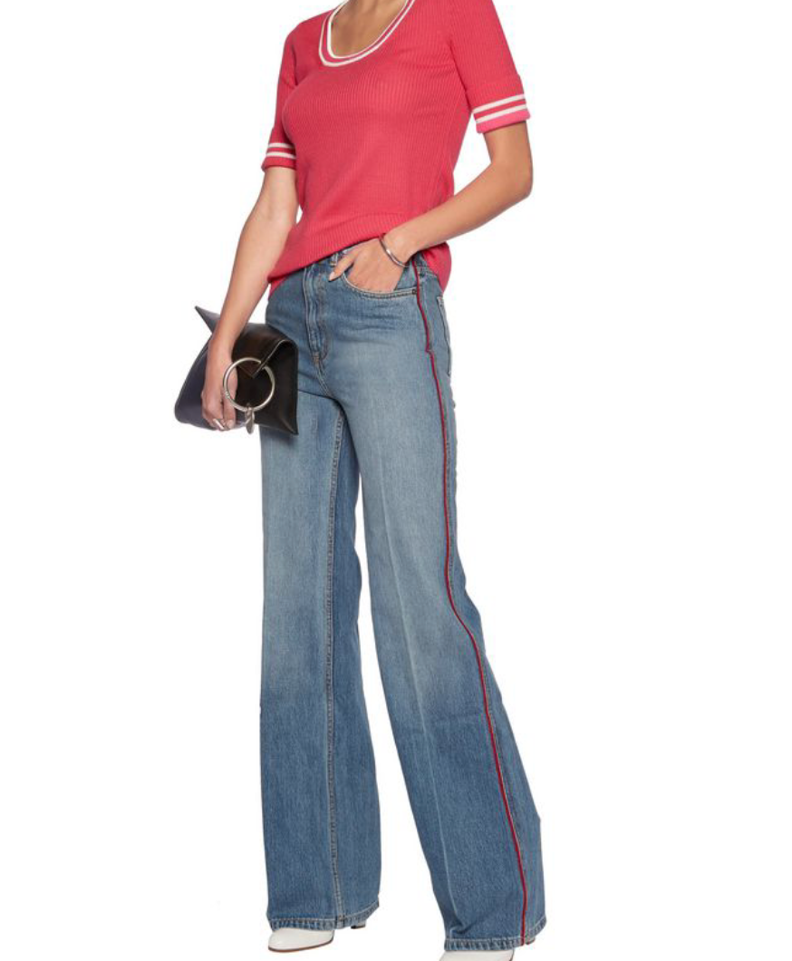 Wide Leg Jeans with a Red Stripe by Marc Jacobs