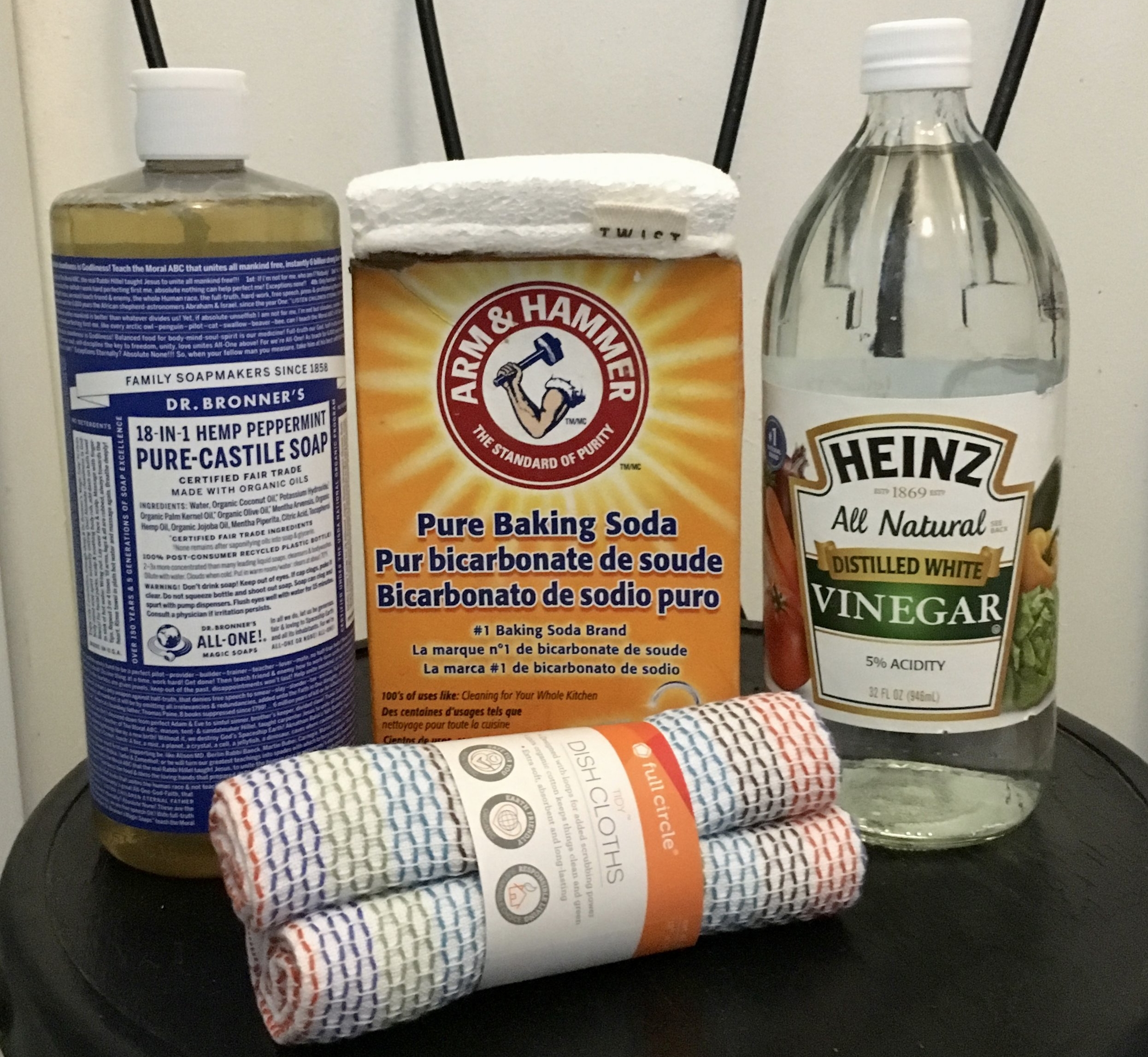 The Eco-friendly Three. Always have these on hand for healthy home cleaning. The cloths are organic cotton by Full Circle, the Twist sponge is natural plant cellulose.