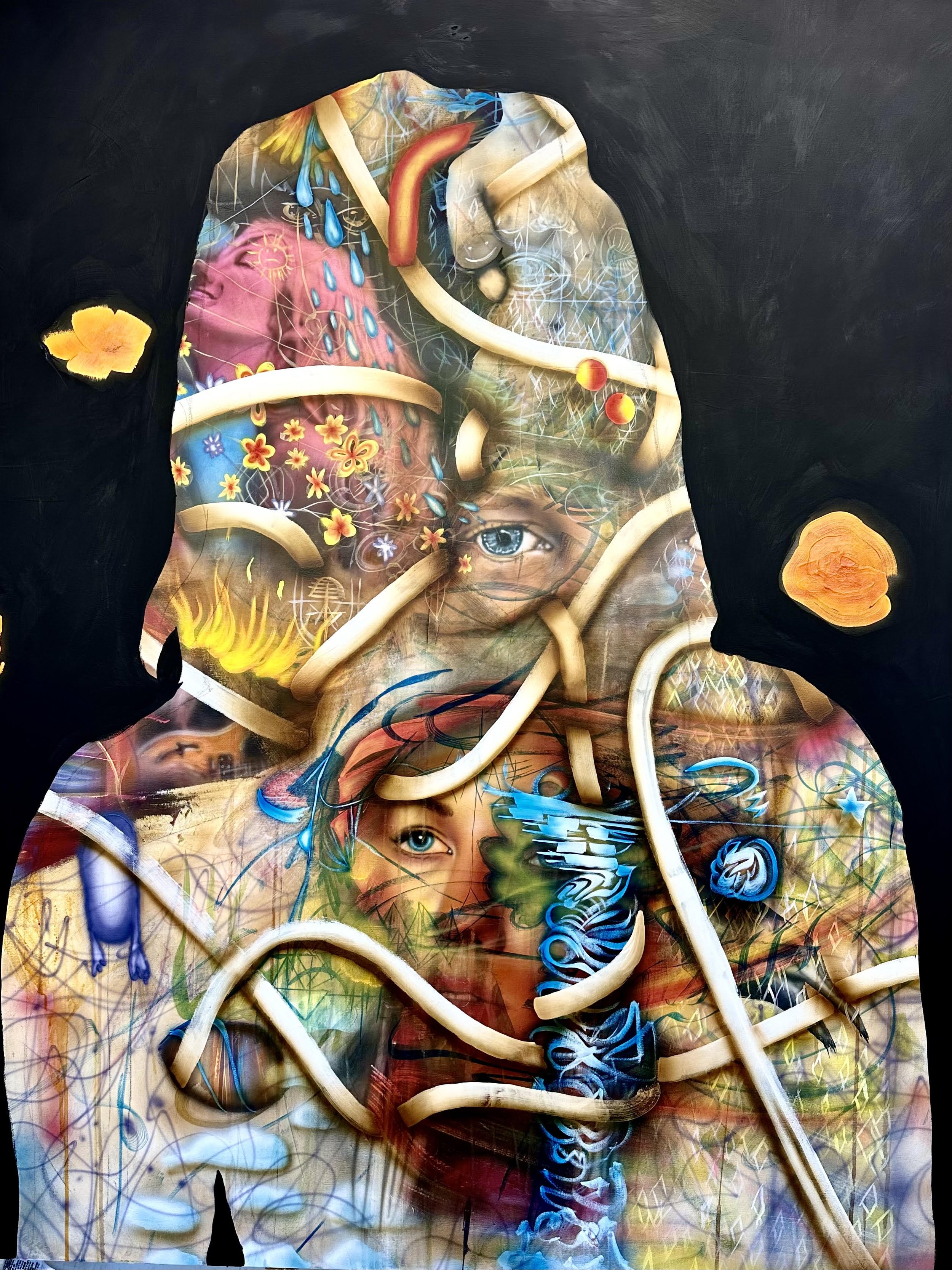 "Looking At The Poppies"
48”x60". Acrylic on hardboard. 2026