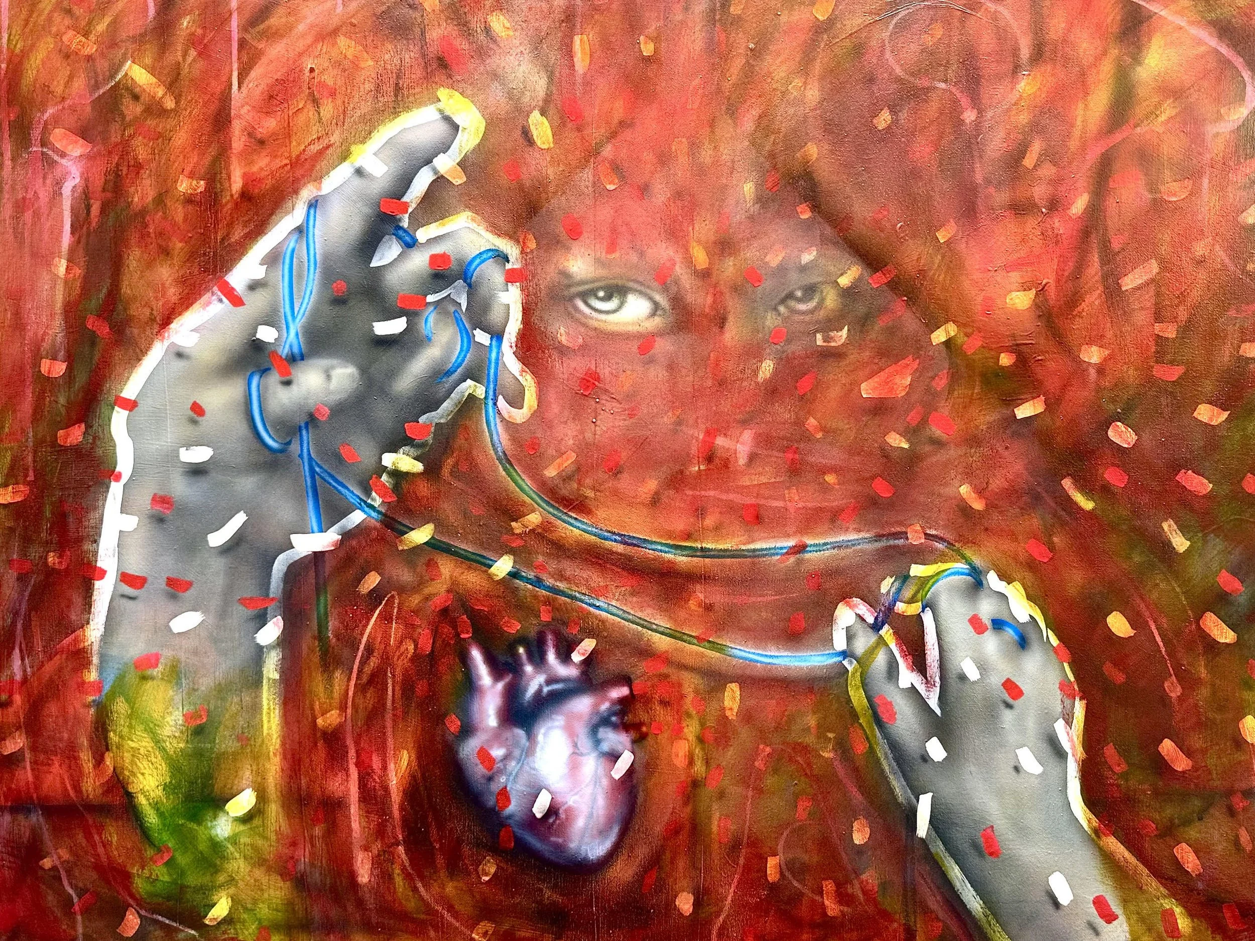 "Confetti Ending"
Acrylic on hardboard. 2026
