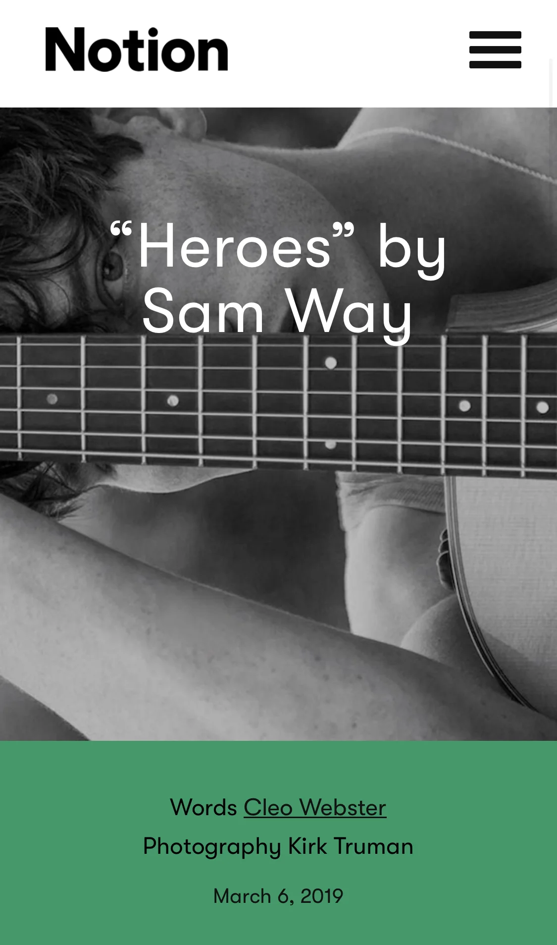 Sam Way Premieres New Single on Notion
