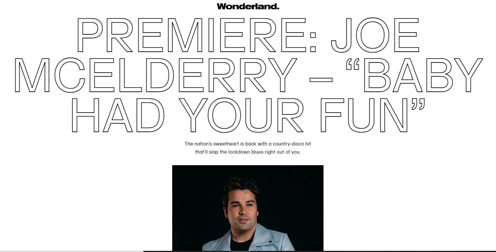 Joe McElderry secures Wonderland premiere for 'Baby Had Your Fun'