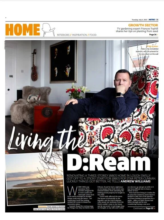 D:Ream's Peter Cunnah secures the cover of Metro Newspaper's Home section and double page spread