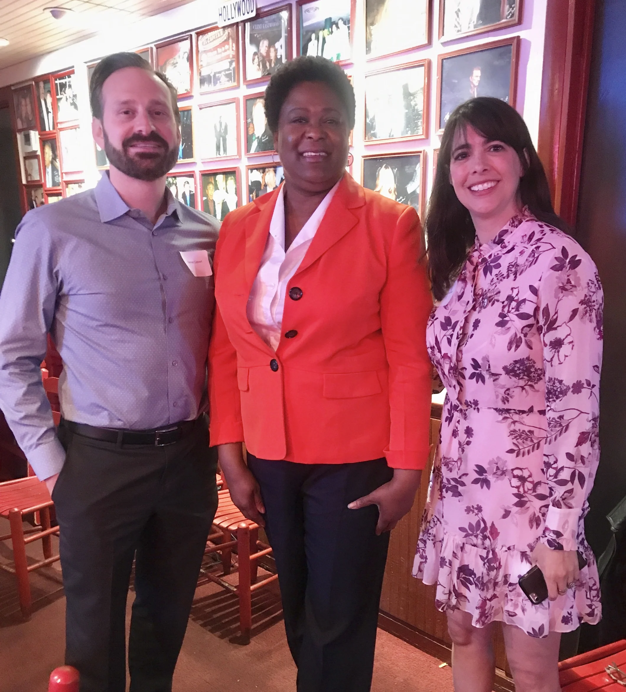 Atlanta City Council President Felicia A. Moore with City of Atlanta Urban Planner Daniel Calvert (left) and Isabel González Whitaker at a Friends of Sara J. González Park gathering at Nuevo Laredo in March.