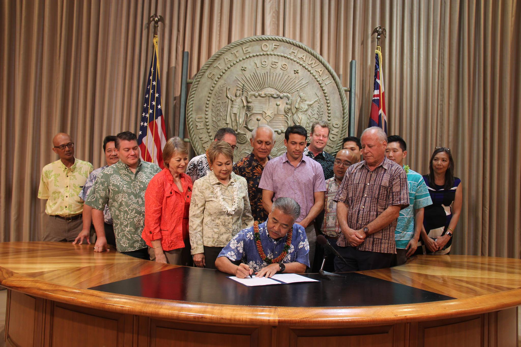 Governor David Ige signed SB3095 into law as Act 45 which creates pesticide free buffer zones around schools. (June 13, 2018)