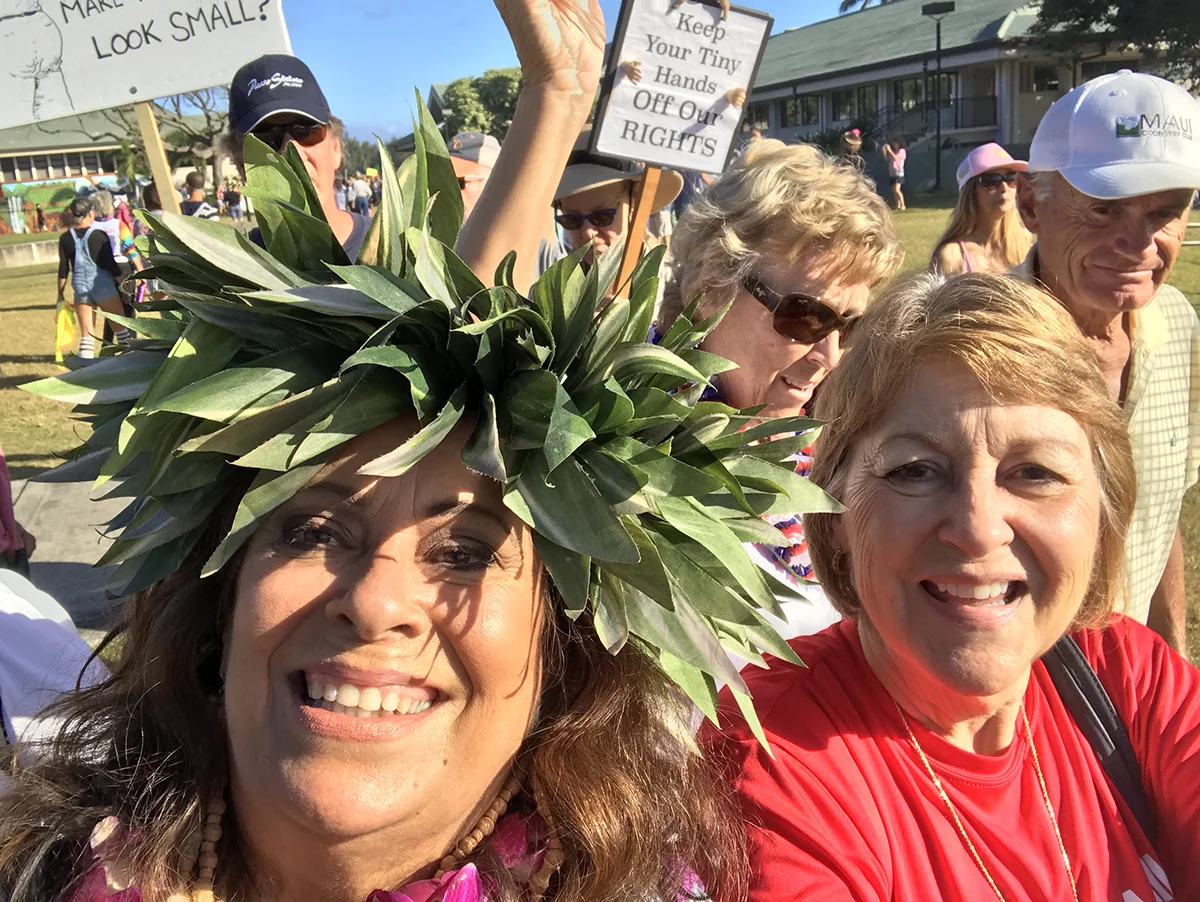 At women’s March with kahu Alalani Hill. (January 20, 2018)