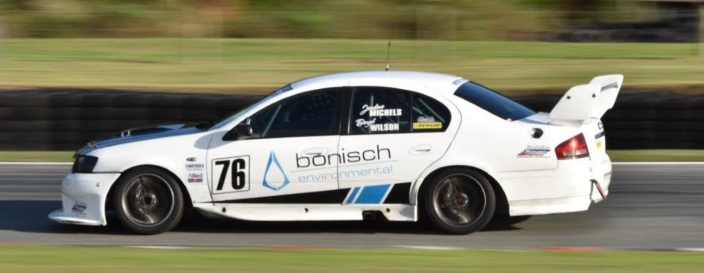 Pic: Boyd Wilson and Jordan Michels on their way to victory in the A1 Auto Services 1 Hour Race at Teretonga Park. Photo: Dave Loudon Photography