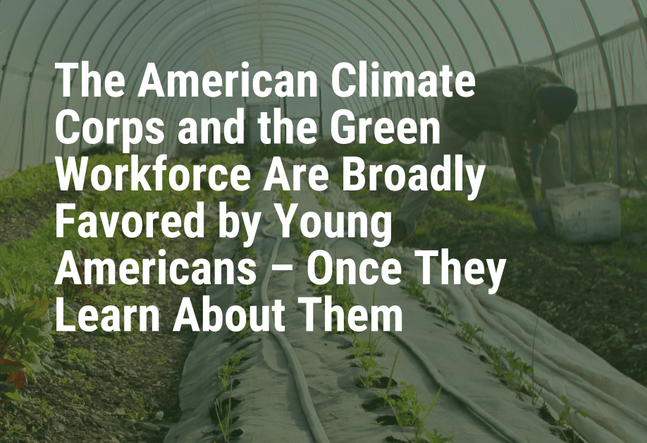 The American Climate Corps and the Green Workforce Are Broadly Favored ...