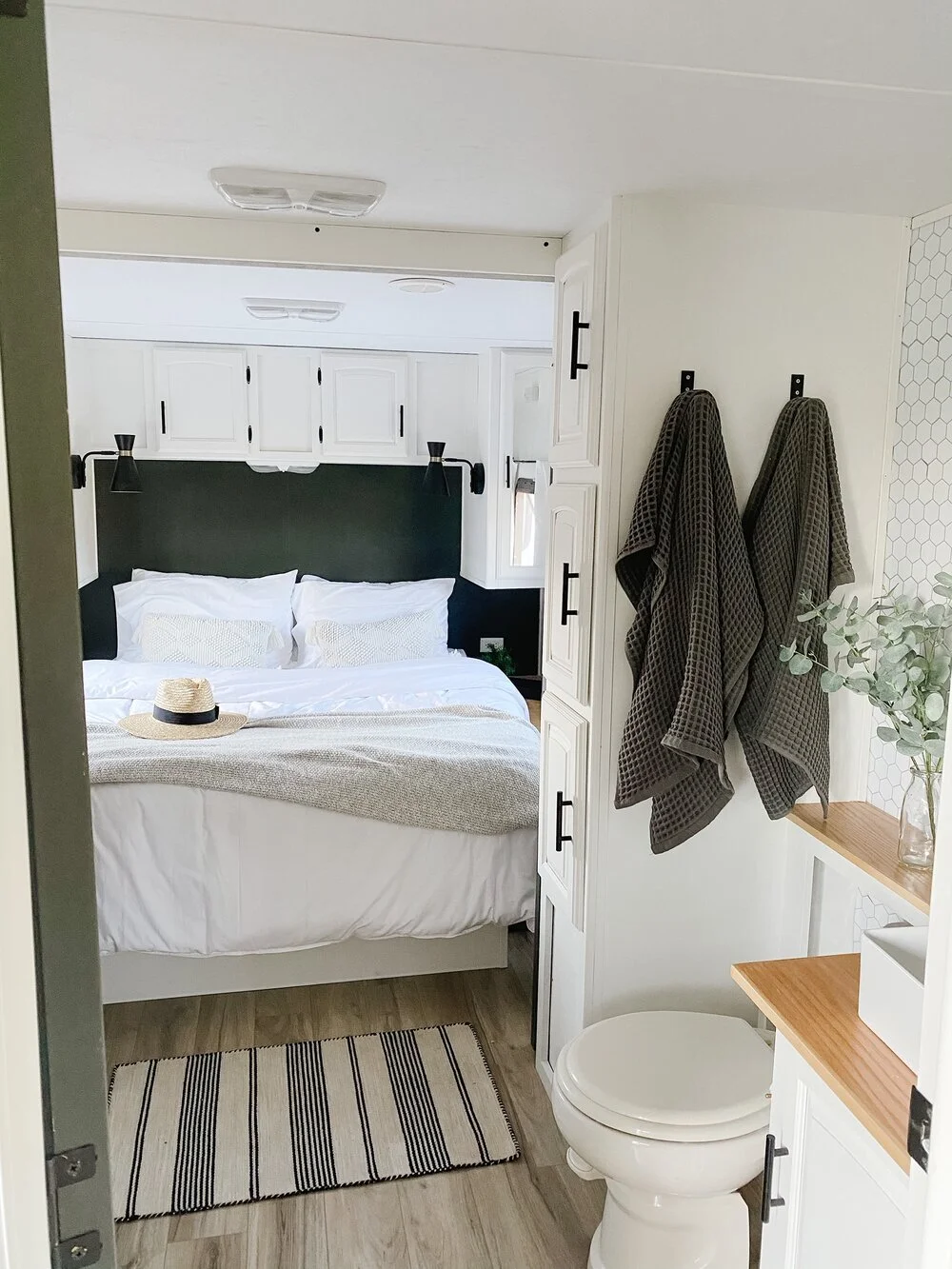 RV Before and After: Details of Bedroom and Bathroom