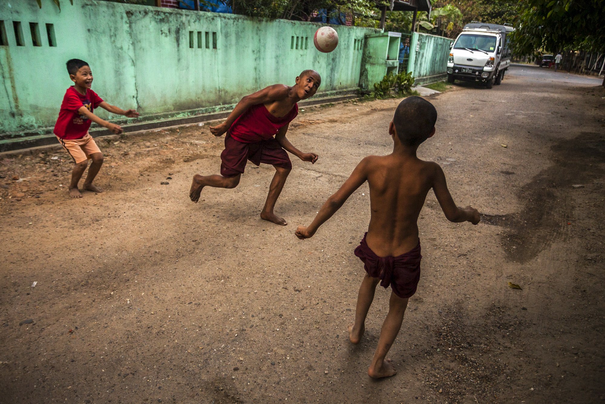 Monks playing Chinlone, Yangon, Myanmar