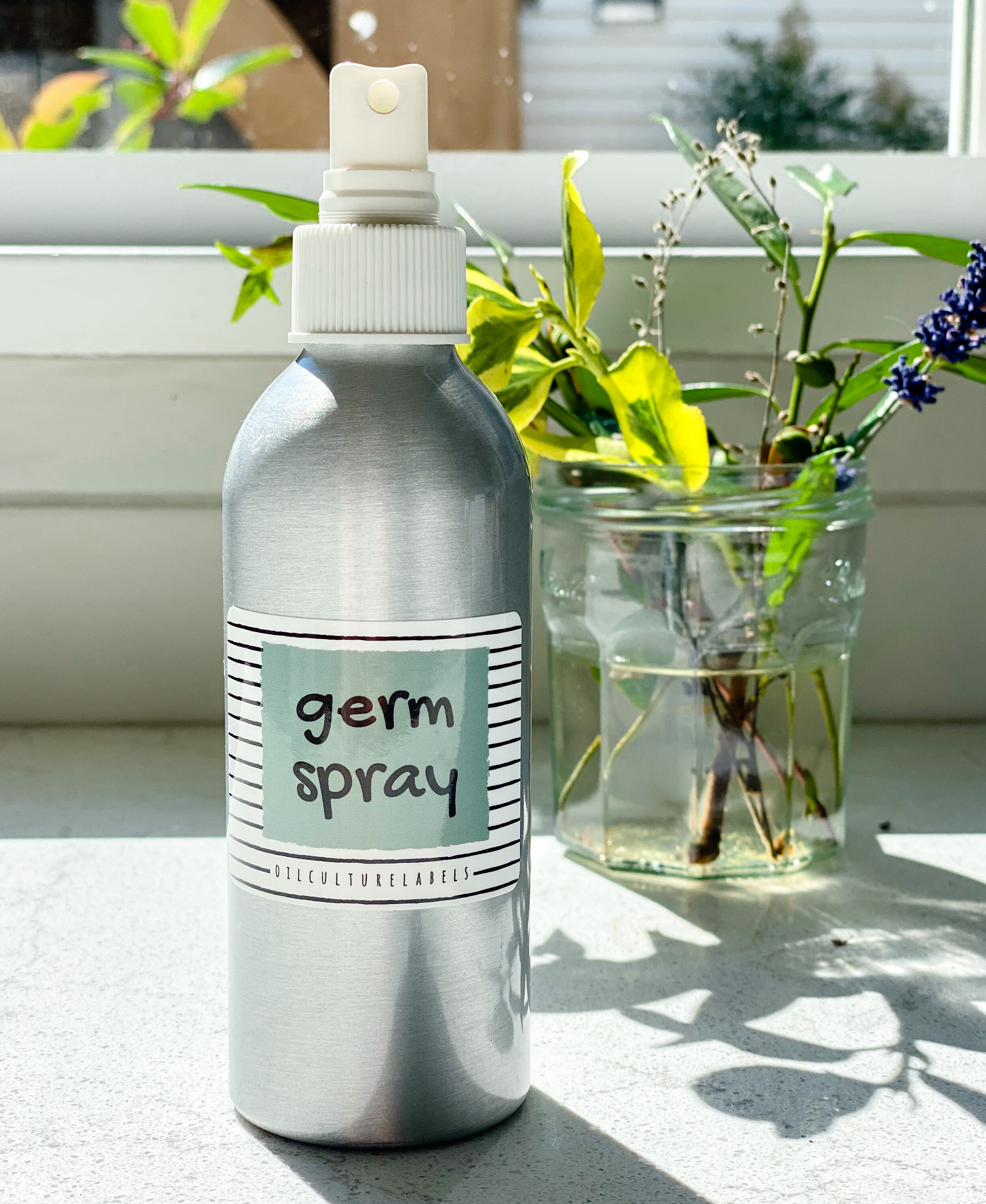 natural essential oil germ spray label