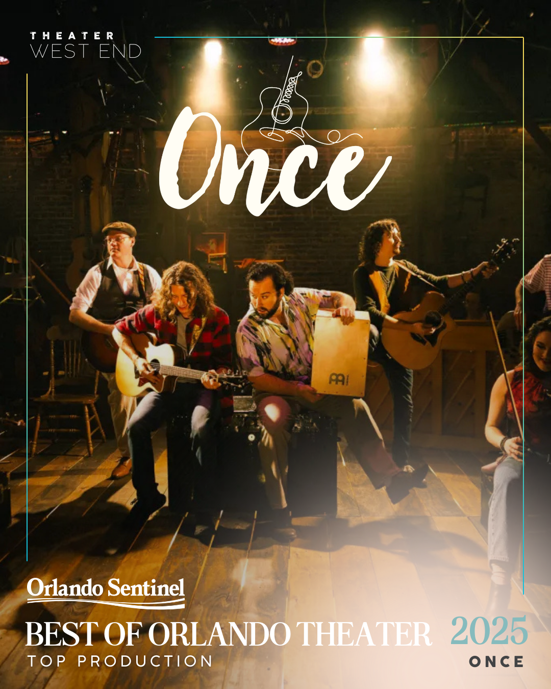 Actors performing on stage in costumes, with some dancers in the background, and stage lighting in a theater setting.