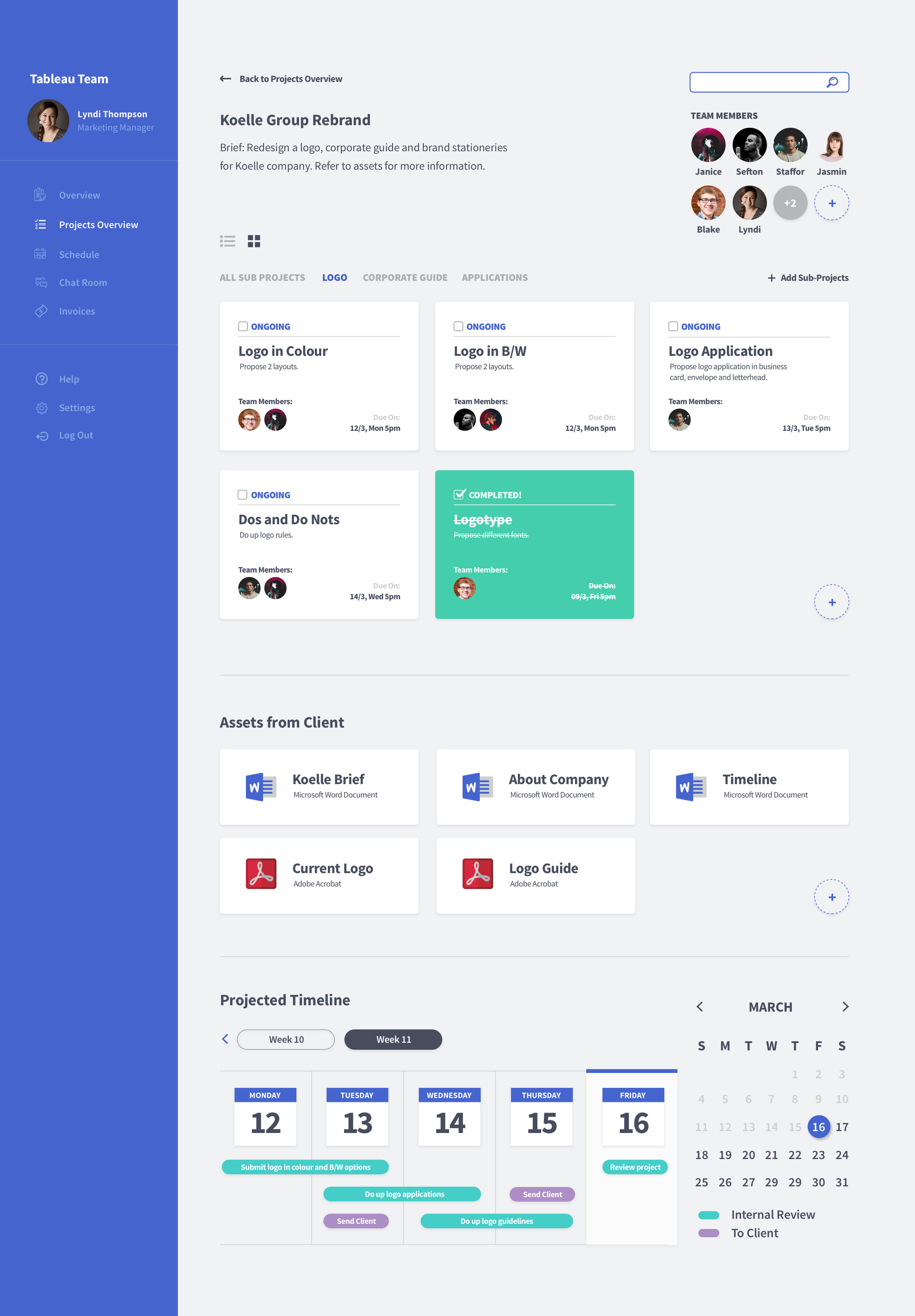 Specific Project Screen