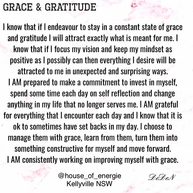 Grace &amp; Gratitude 
Grace (verb) bring honour or credit to (someone or something) by ones attendance or participation.

Gratitude (noun) the quality of being thankful; readiness to show appreciation for and to return kindness.

@house_of_energie ?