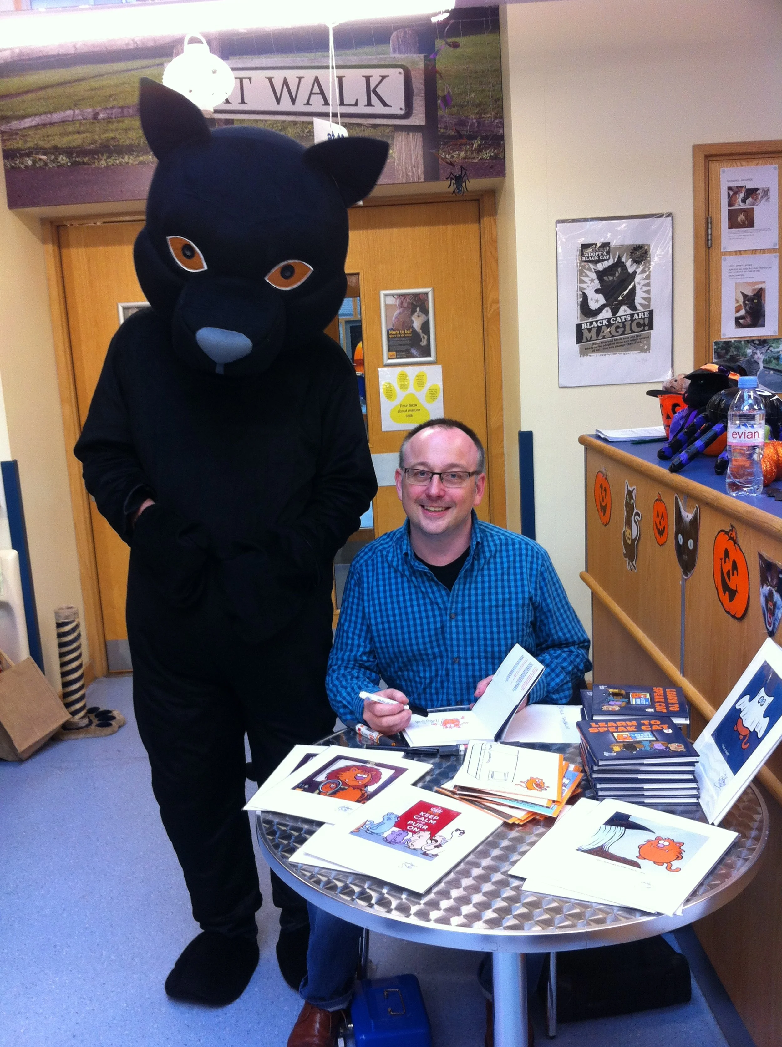  I made appearances at several Cats Protection fun-raising events. (I’m the one signing, not the one in the cat suit!) 