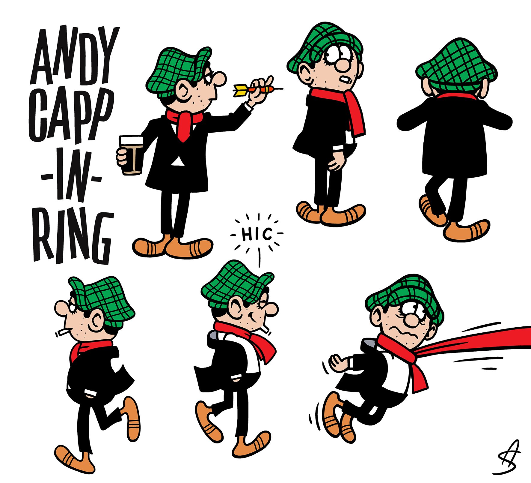  My ‘style guide’ for the Andy Capp-In-Ring strip. 