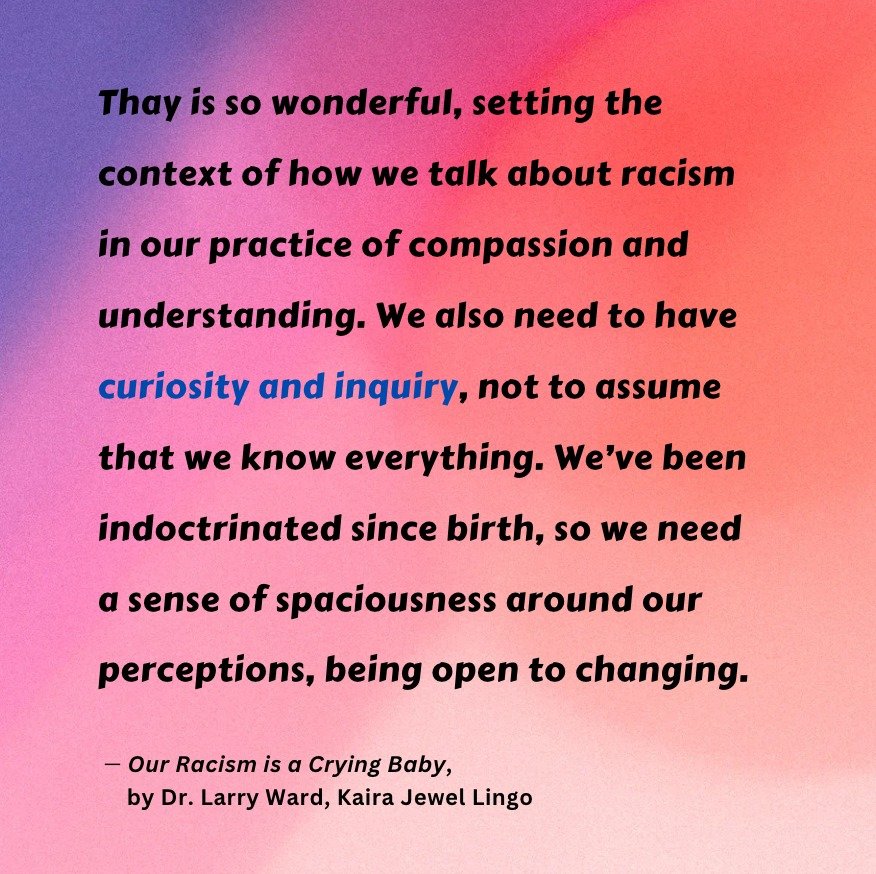 Dear friends, in 2004, @mindfulnessbell published &ldquo;Our Racism is a Crying Baby&rdquo; By Dr. Larry Ward and @kairajewel Lingo, where Dr. Ward interviews Kaira Jewel (then Sister Chau Nghiem). Below is an excerpt from the interview.

&ldquo;Thay