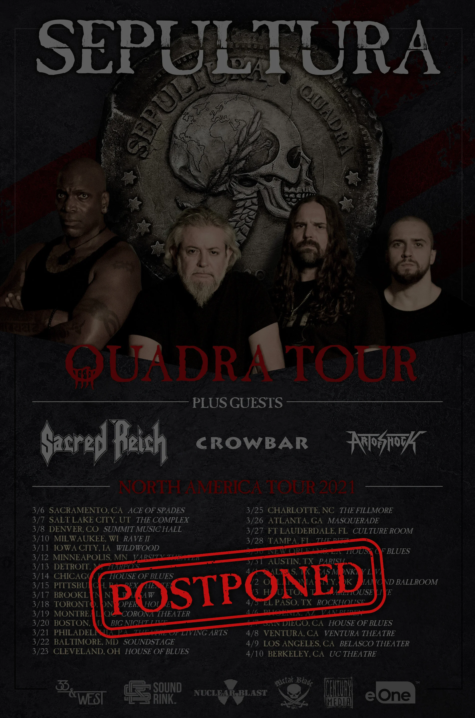 SEPULTURA POSTPONES NORTH AMERICAN TOUR