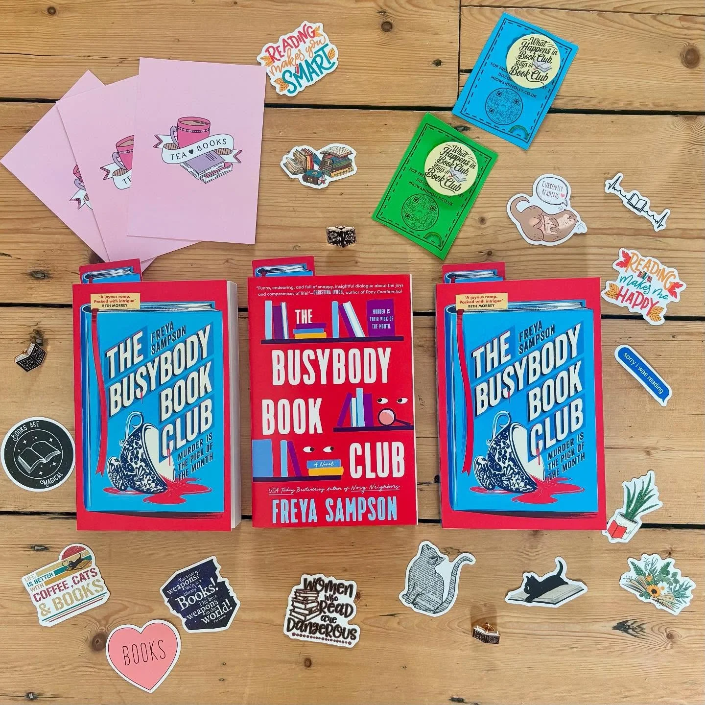 It&rsquo;s Friday and summer has finally arrived here in London, so what better way to celebrate than with a giveaway! I&rsquo;ll send 3 winners each a copy of The Busybody Book Club along with some of these super cute bookish stickers and badges, co