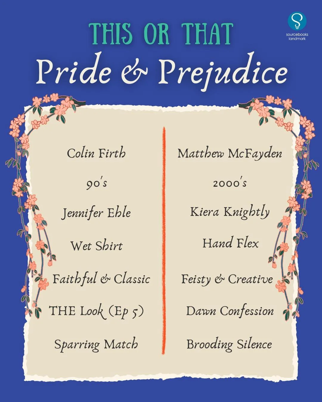 It&rsquo;s the question for the ages&hellip; The debate that has torn friendships, families, even marriages apart&hellip; Which is the better PRIDE &amp; PREJUDICE adaptation, 1995 or 2005?? And finally we&rsquo;re going to answer it together, once a