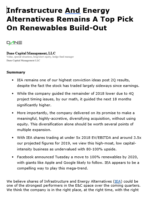 IEA Analysis 8/31/18