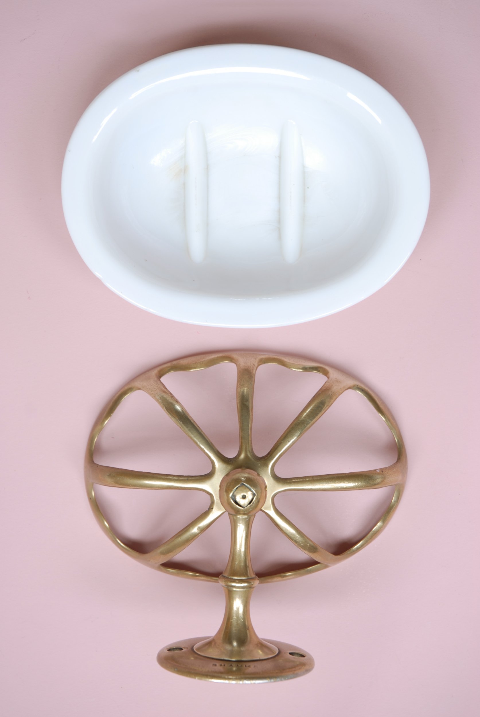 SIZED 1357 Brass Soap Holder Shanks Antique.JPG