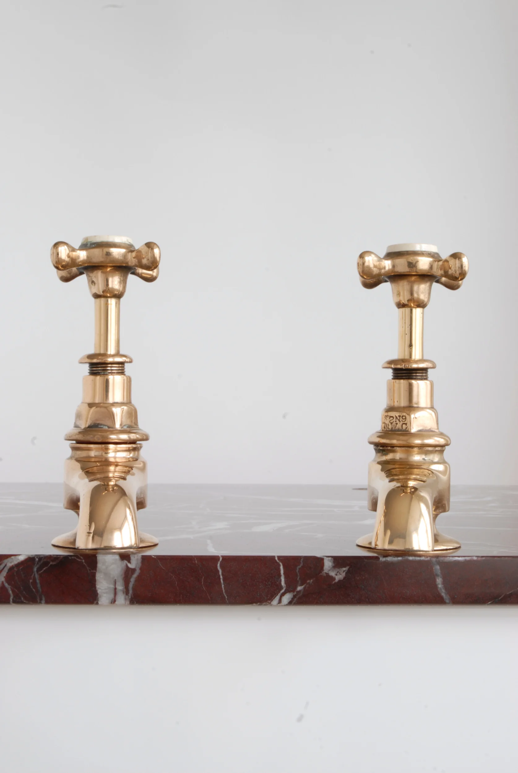 137 Antique Brass Sink Taps Front View.JPG