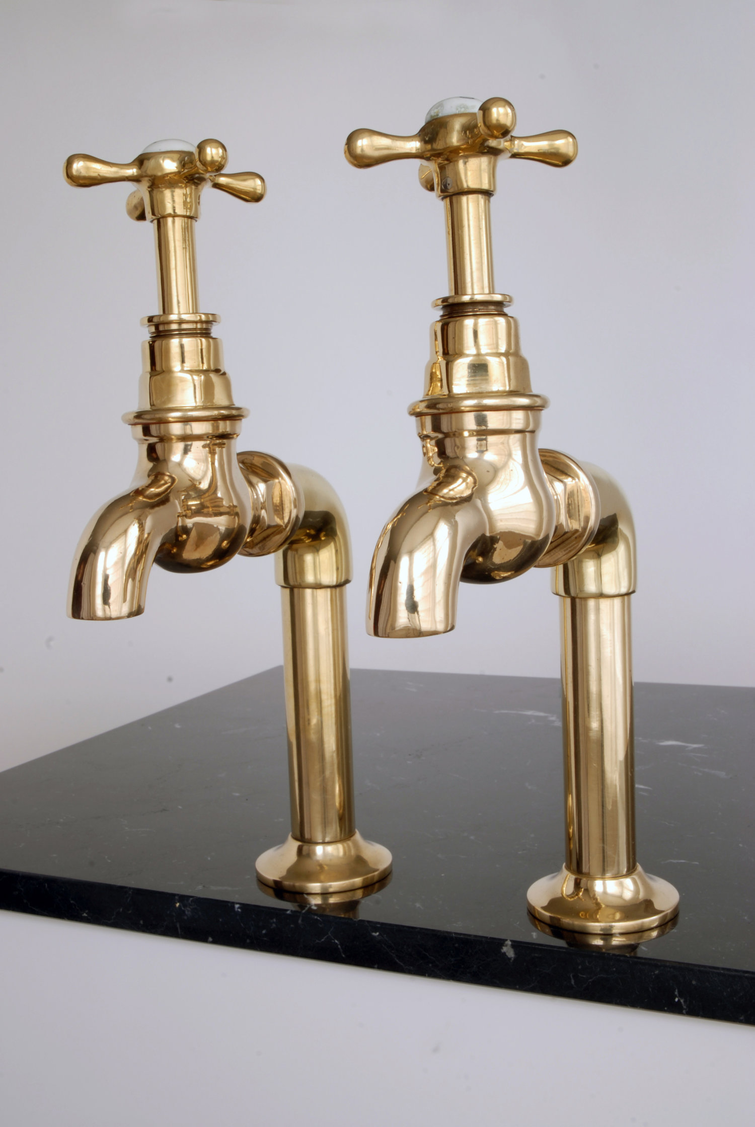 Vintage Brass Bib Taps Water And Wood, Antique Brass Bathroom Fittings