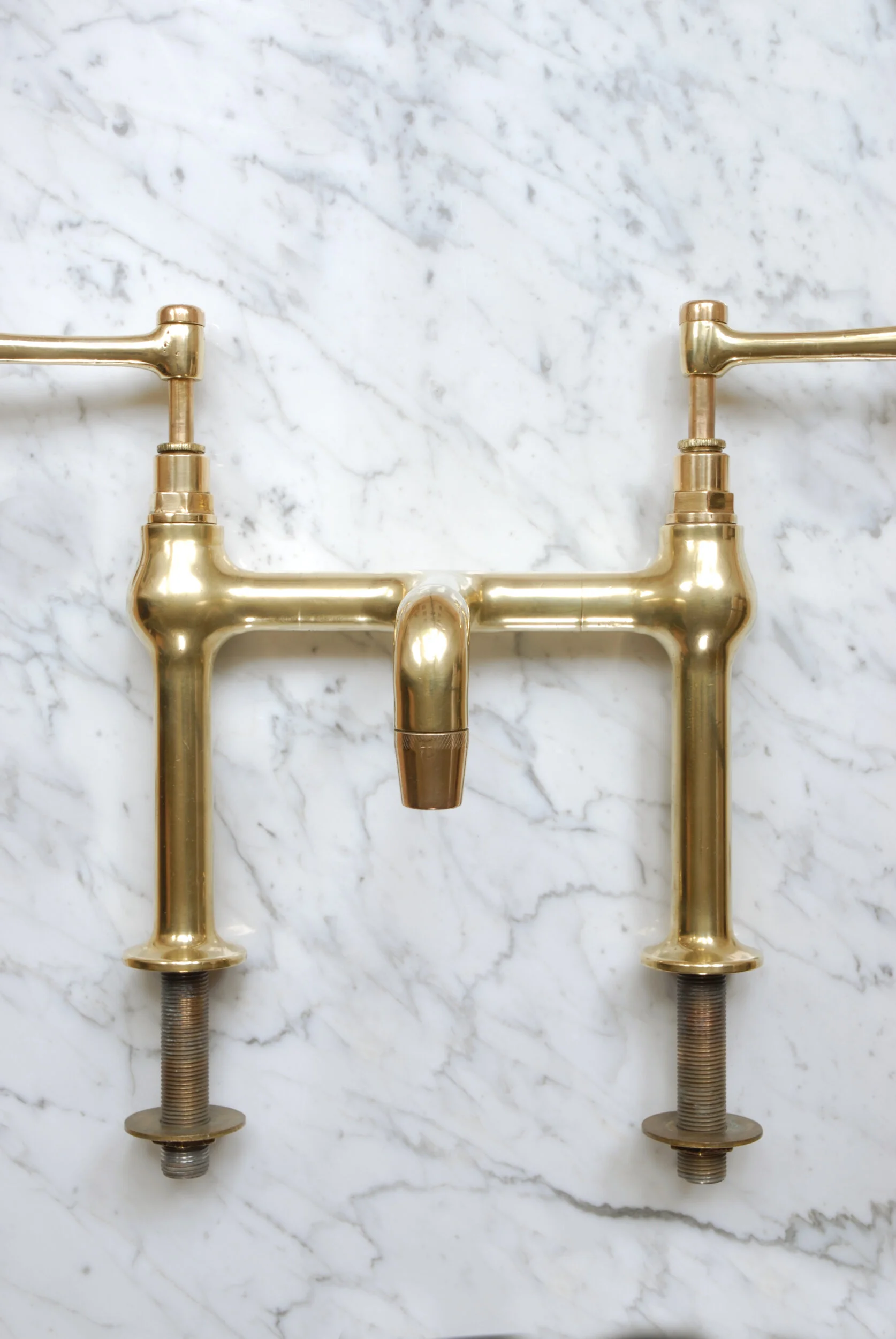 SIZED 422 Brass Lever Arm Taps Aerial View Close Up.JPG