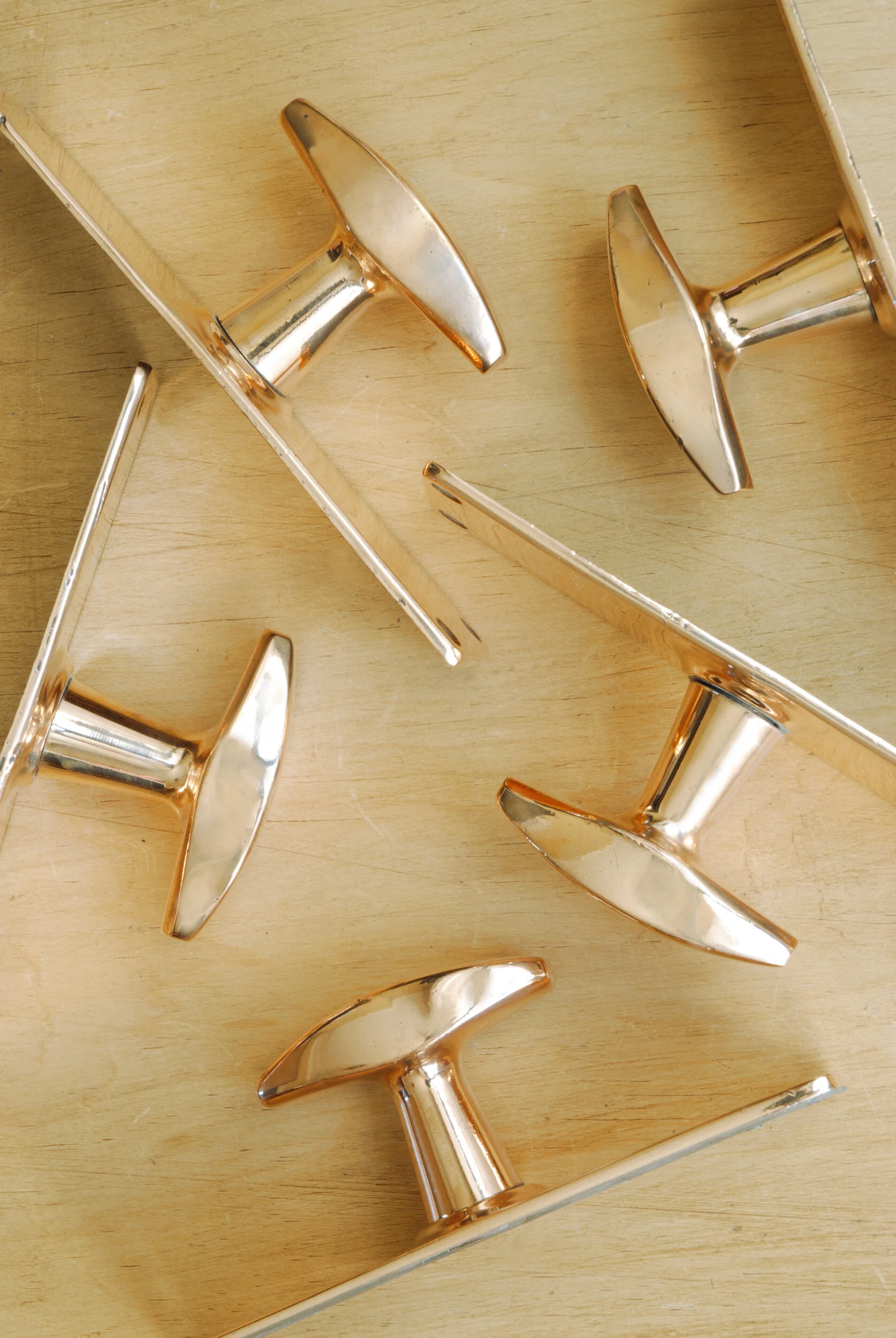 Set Of 5 1930's Rose Brass Door Knobs