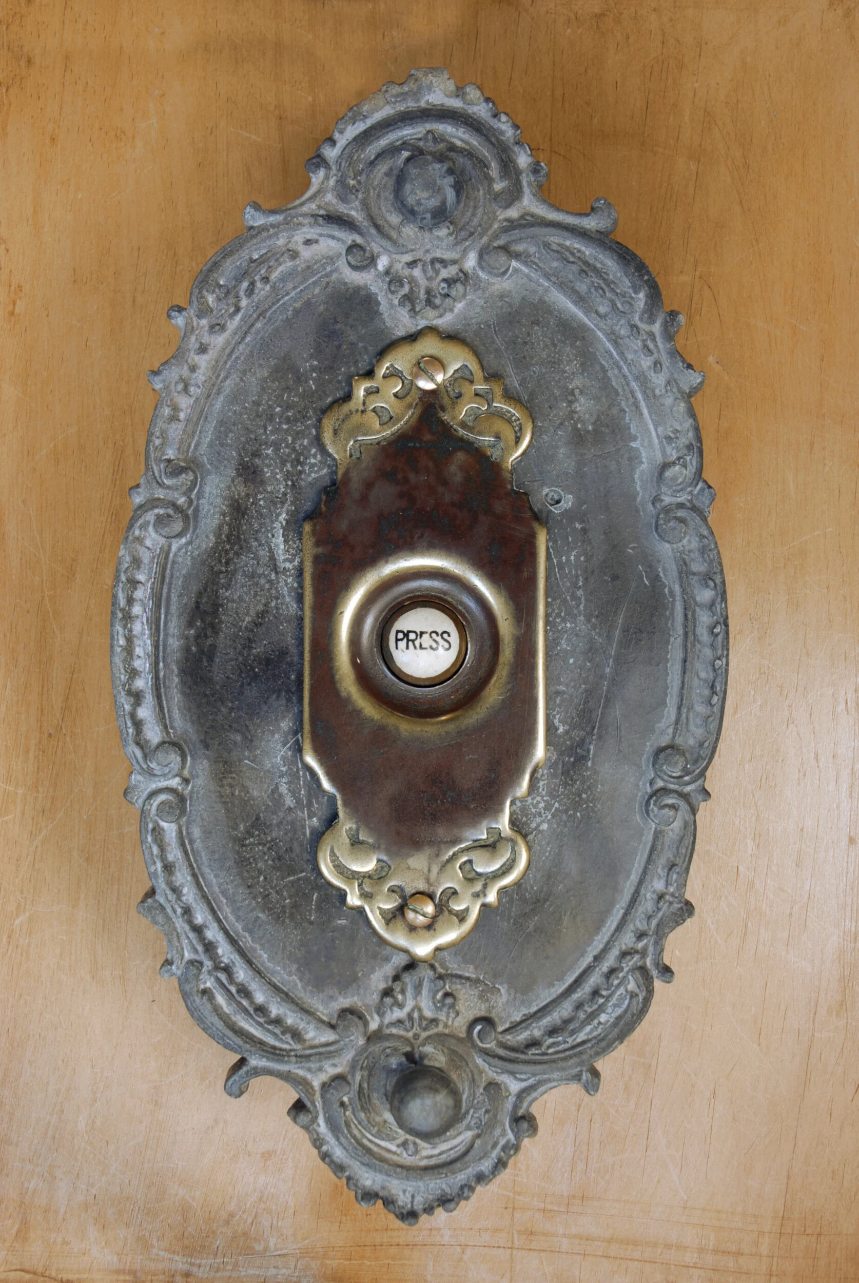 Large Antique Door Bell With Lead Frame Surround