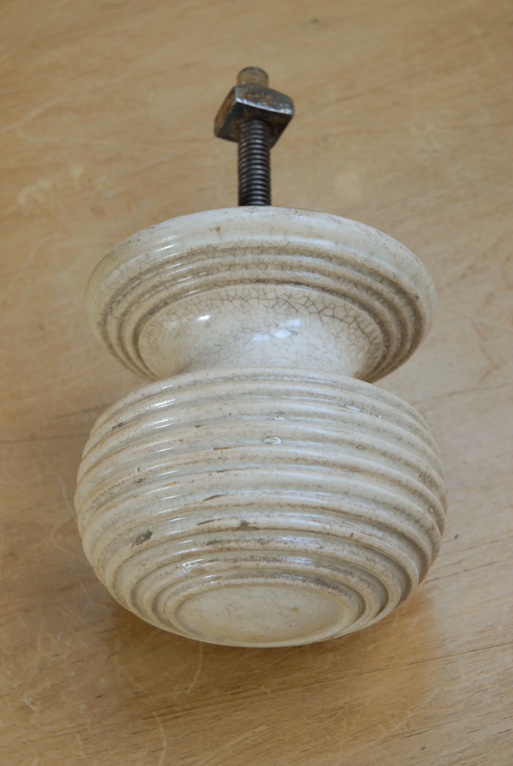 SIZED 554 Ceramic Beehive Victorian Centre Door Knob Front View.JPG