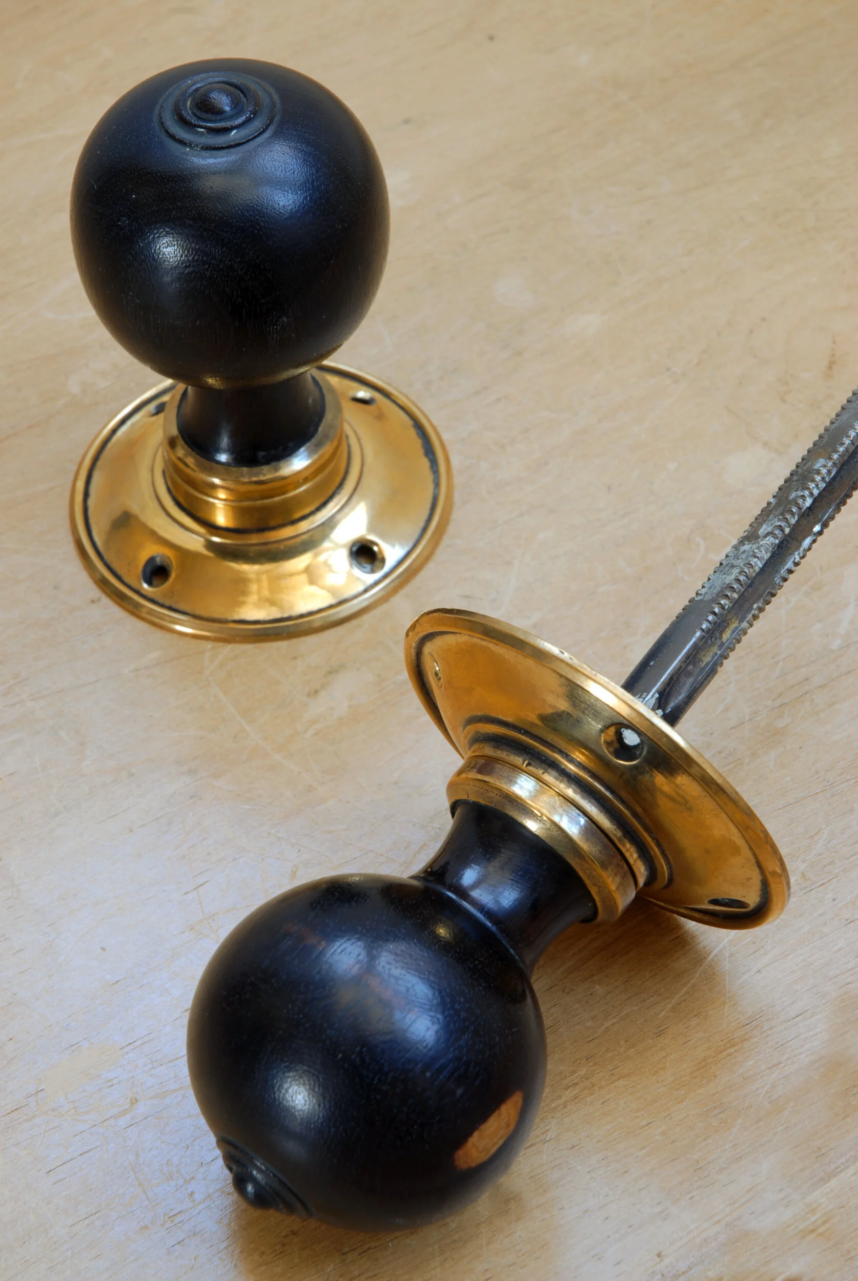 Solid Ebony Victorian Door Knobs — Water and Wood